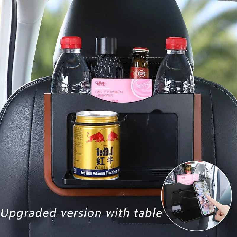 Car Organizer Net for Storage Bag Auto Pocket Tablet Phone Glasses Protection Tray Back Table Rear Seat Cup Holder Auto Parts