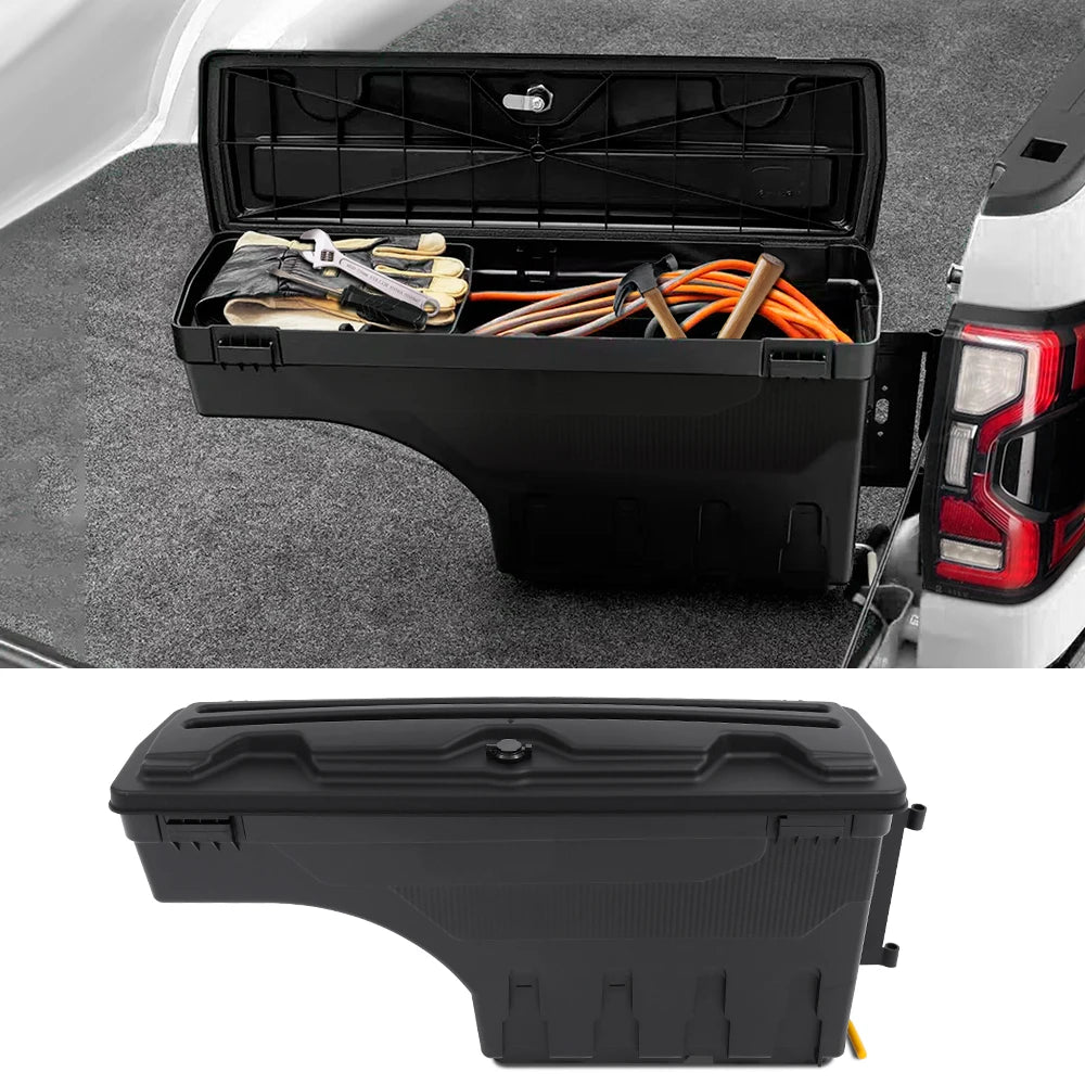 Caja de herramientas para caja de camioneta, almacenamiento, portón trasero, caja de herramientas abatible para Ford Ranger Raptor 2015-2024, accesorios para camioneta 4x4