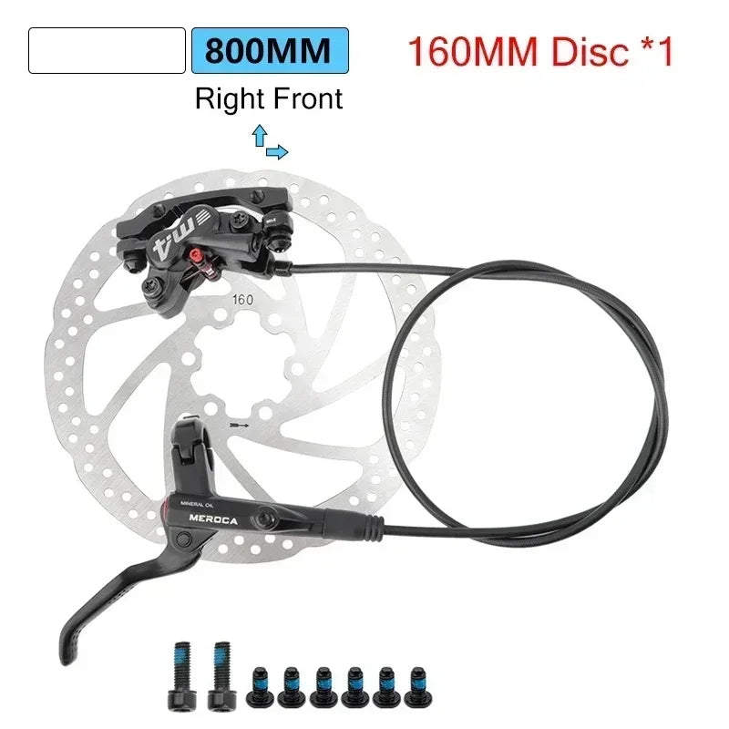 Brakes Meroca 4 Pistons Hydraulic Brakes Mtb Bicycle Brakes Caliper Rotor 160mm Set Mountain Bike 800/1400mm for E4 ZEE M420
