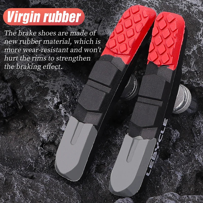 LEBYCLE MTB Road Bicycle V-Brake Pads Bike Brake Shoes 70mm 73mm Threaded For Linear Pull Brakes All weathers Low Noise