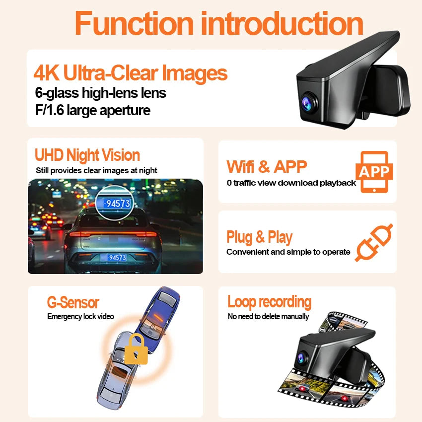 Plug and play Dash Cam 4K 2160P Car Accessories for Volkswagen VW ID.3 ID3 2025 2024 2023 2022 2021 2020 Dashcam for Cupra Born