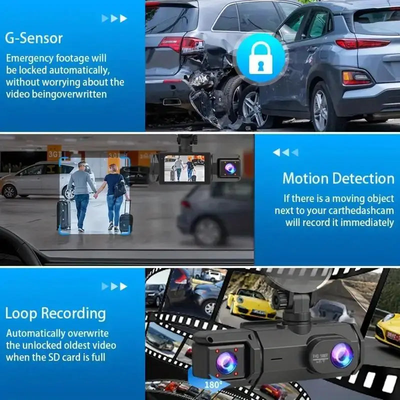 2/3Camera WIFI Dash Cam Cabin Car Dvr 1080P Interior Vehicle Three Way Channel Dvrs Recorder Video Registrator Dashcam Camcorder