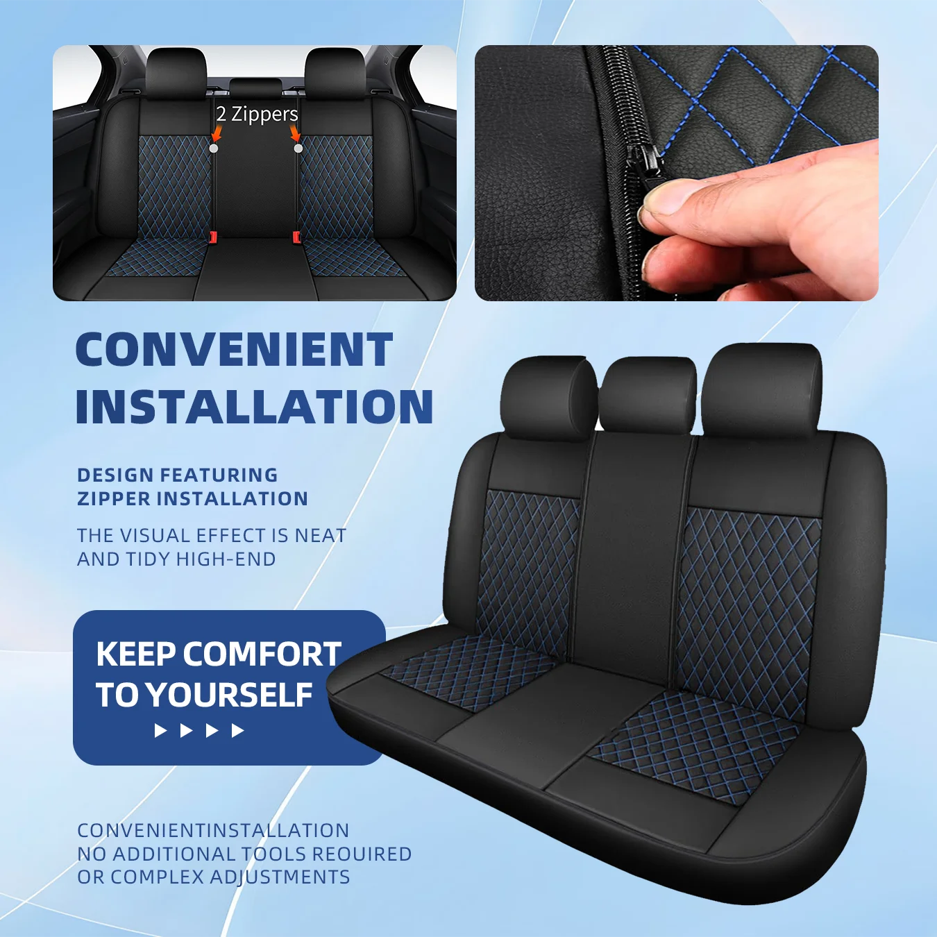Car Seat Covers Full Set Front Split Rear Bench For Car Universal Cloth SUV Sedan Van Automotive Interior Covers  0910