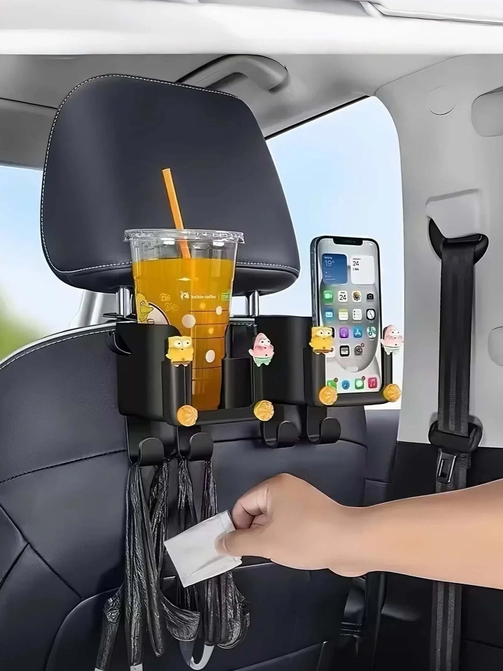 1Pc The multi-functional car seat back organizer is suitable for most vehicle models.