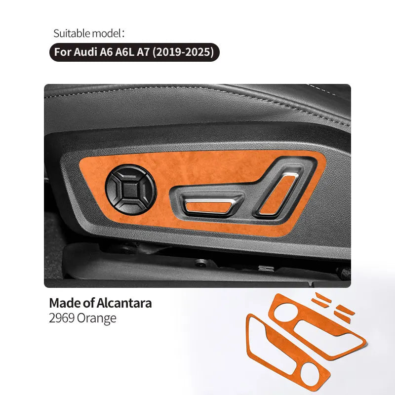 For Audi C8 A6 A7 S6 S7 (2019-2025) Made of Alcantara Seat Adjustment Buttons Panel Trim Sticker Car Interior Tuning Accessory