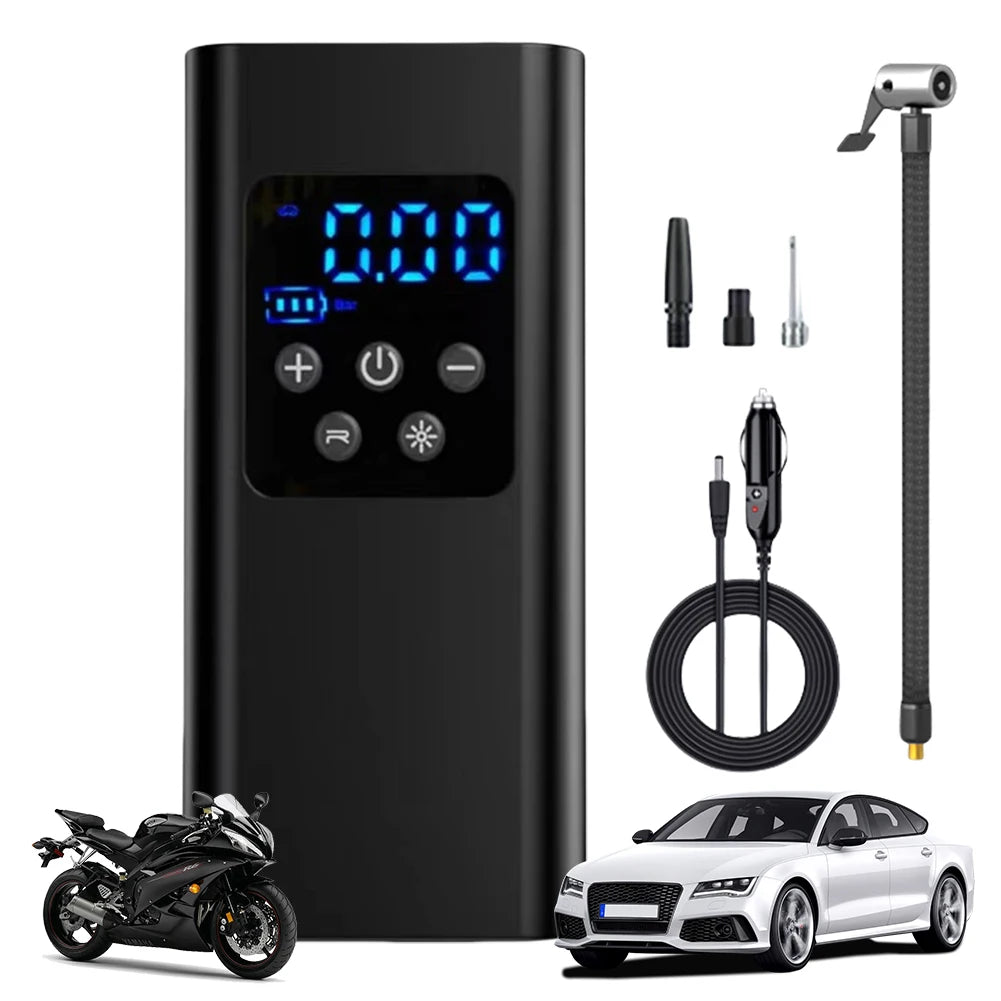 Car Air Pump LCD Digital Display Car Tire Inflatable Pump Digital Inflator Inflatable Pump for Motorcycle Bicycle Boat Car Tire