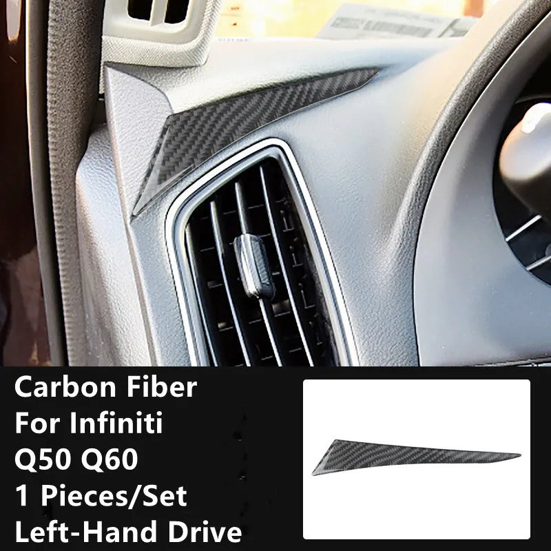 Carbon Fiber Car Interior Modification Cover Trim Strips Decorative Stickers For Infiniti Q50 Q60 Car Styling Inner Accessories