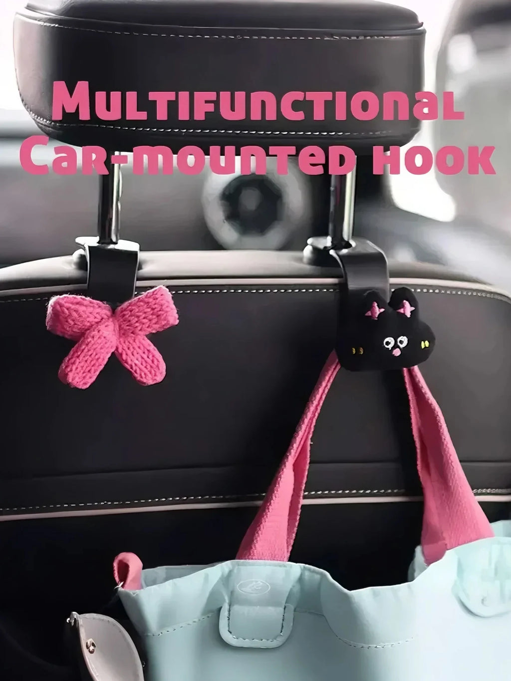 Cartoon Cute Multifunctional Car Mounted Hook - an easy-to-install and detachable car accessory that saves space in the car