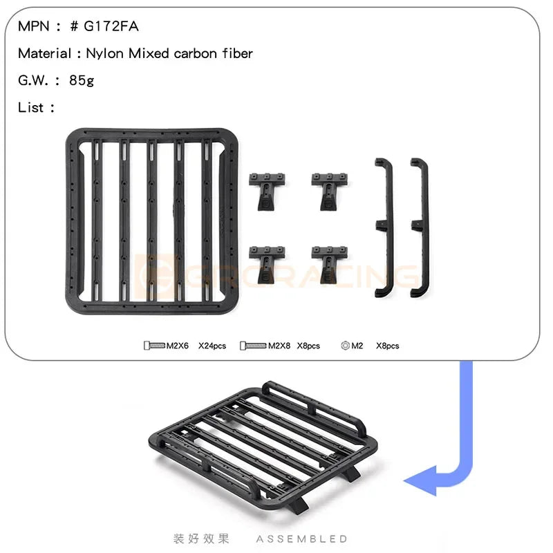 Roof Luggage Rack for 1/10 RC Crawler Car Traxxas TRX4 Defender TRX6 AXIAL SCX10 II 90046 Diy Parts