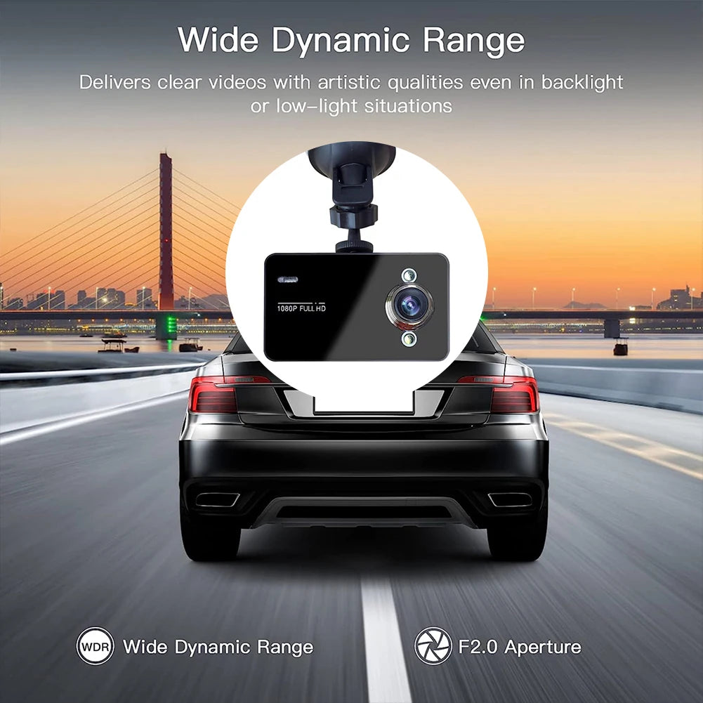 1080P Full HD Dash Cam Loop Recording Car Video Recorder Motion Detection Vehicle Driving Recorder Night Vision Support TF 32G