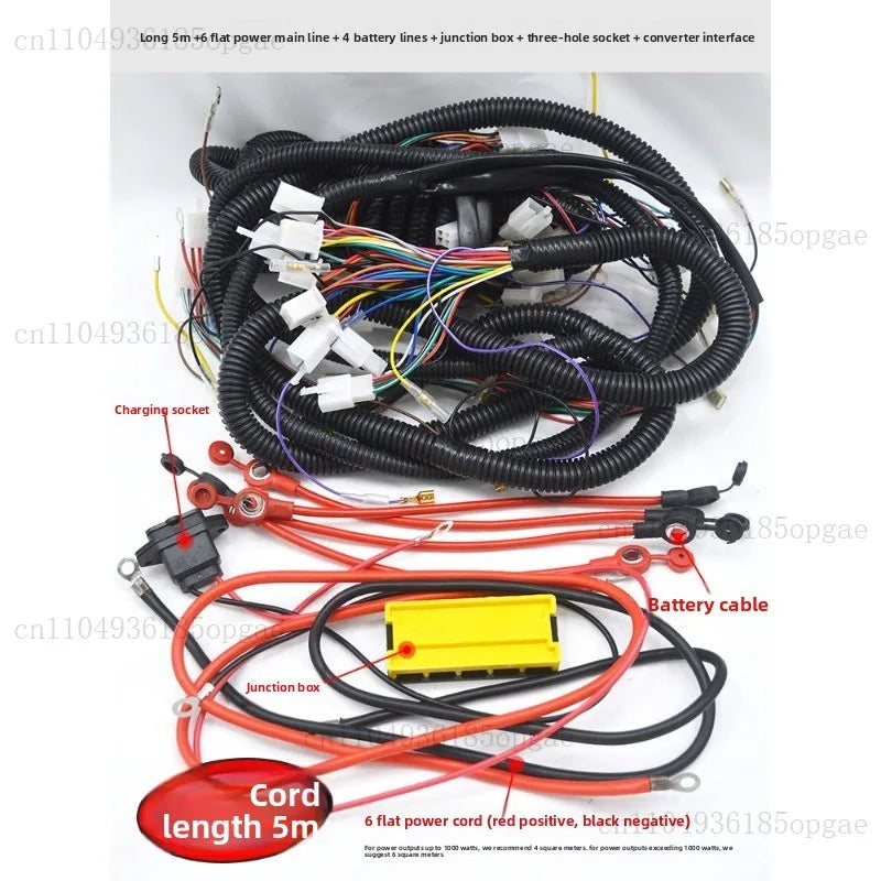 Electric Tricycle Line Assembly Vehicle Large Line National Standard Copper Core 6 Flat Harness Assembly Passenger Truck