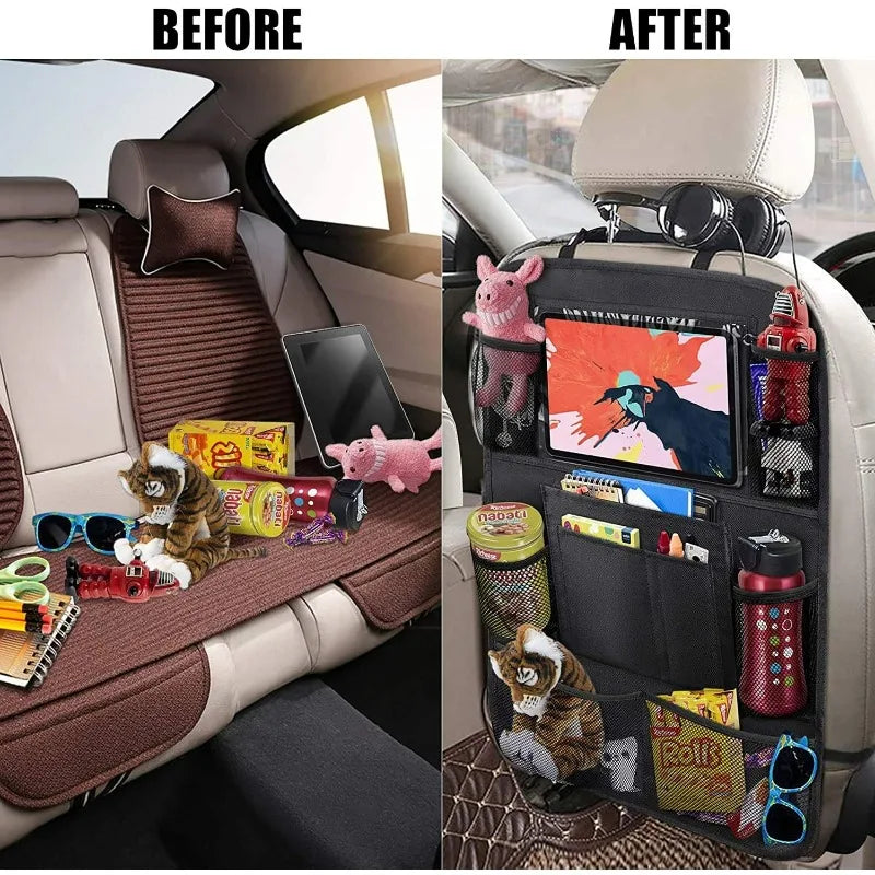 Car Backseat Organizer 9 Storage Pockets Seat Back Protectors Kick Mats for Kids Toddlers Accessories Car Seat back Storage
