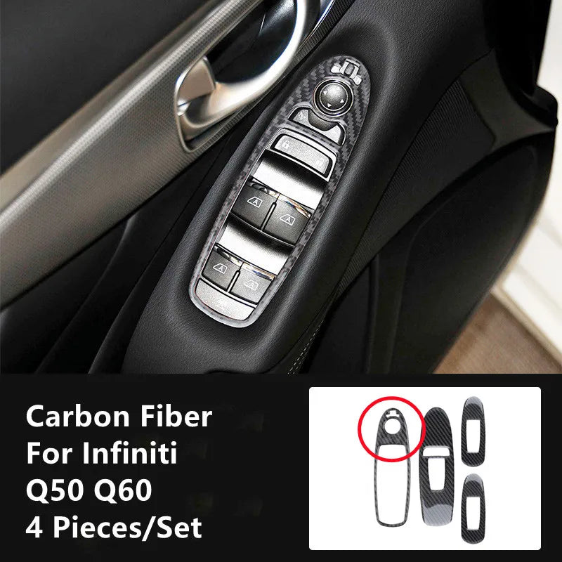 Carbon Fiber Car Interior Modification Cover Trim Strips Decorative Stickers For Infiniti Q50 Q60 Car Styling Inner Accessories