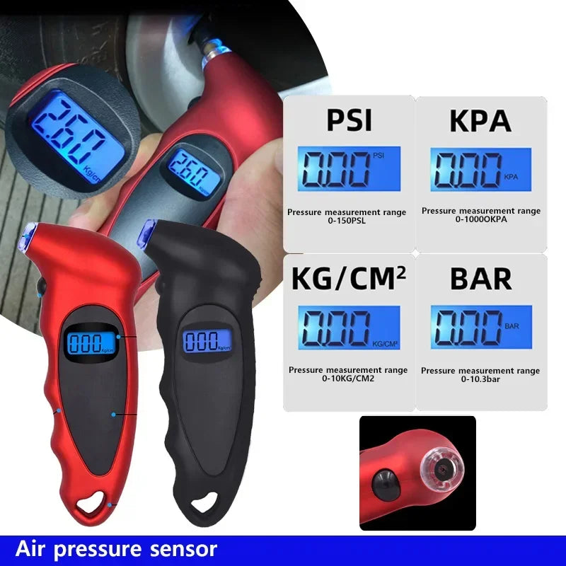 Digital Tire Pressure Gauge Car Portable LCD Display Backlight High Precision Tyre Air Pressure Monitor Tool Auto Accessories