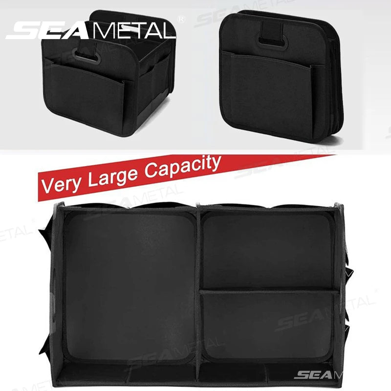 SEAMETAL Car Trunk Organizer 63L Large-Capacity Foldable Storage Box In Car Waterproof Oxford Cloth Universal Storage Organizer