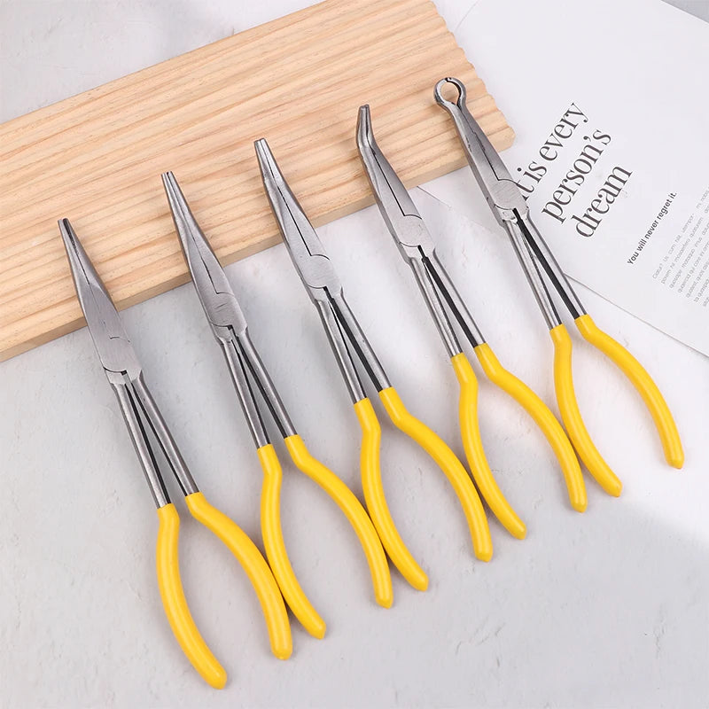 1Pc Premium Long Reach Spark Plug Pliers - Secure Ring Nose Design, Non-Slip Handles, Engine Maintenance Tool Efficient