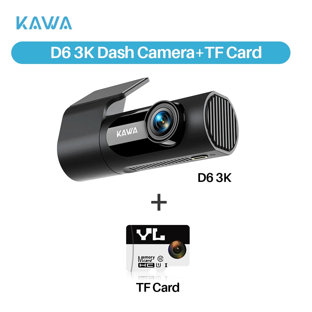 Dash cam KAWA D6 3K Video Recorder Car Dash Camera for AUTO, Car DVR Voice Control,Night Vision Dashcam  Upgrade