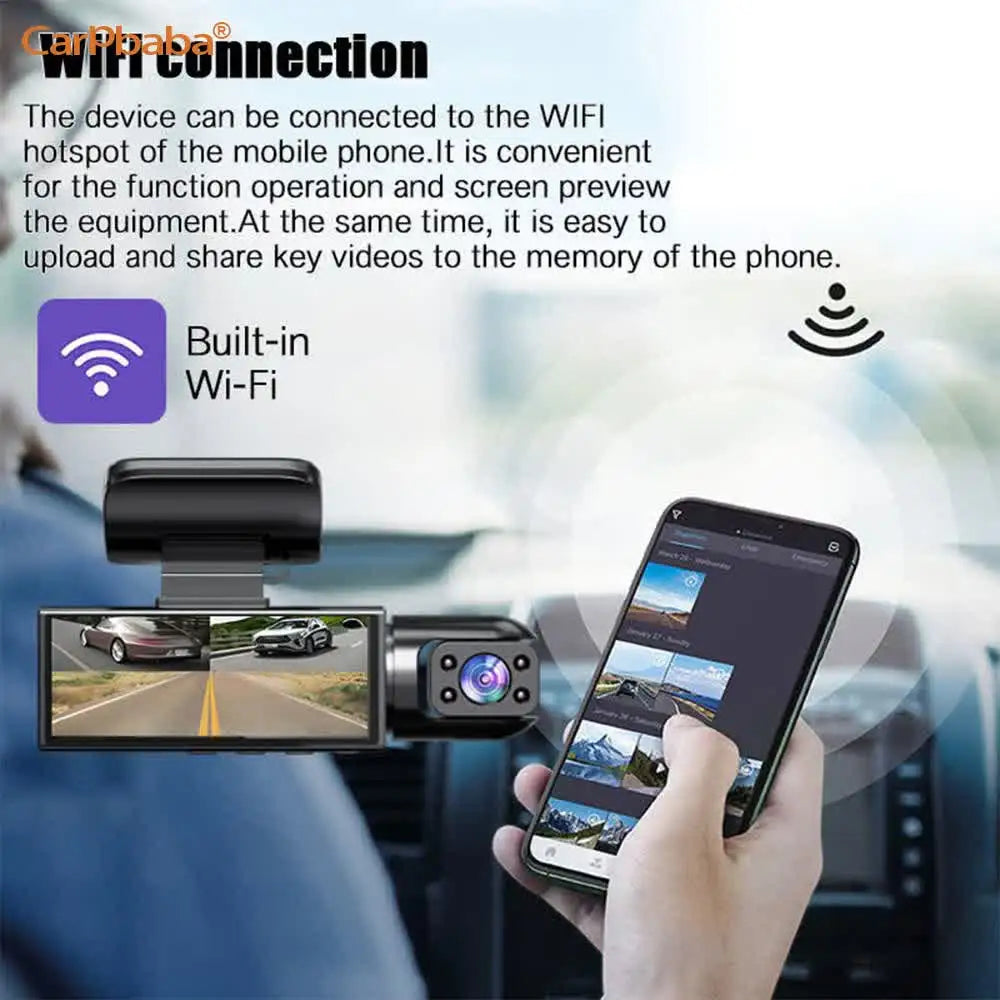 4K+1080P+1080P HD WiFi Dash Cam for Car DVR Camera Video Recorder Auto Night Vision WDR Voice Control Wireless 24H Parking Mode