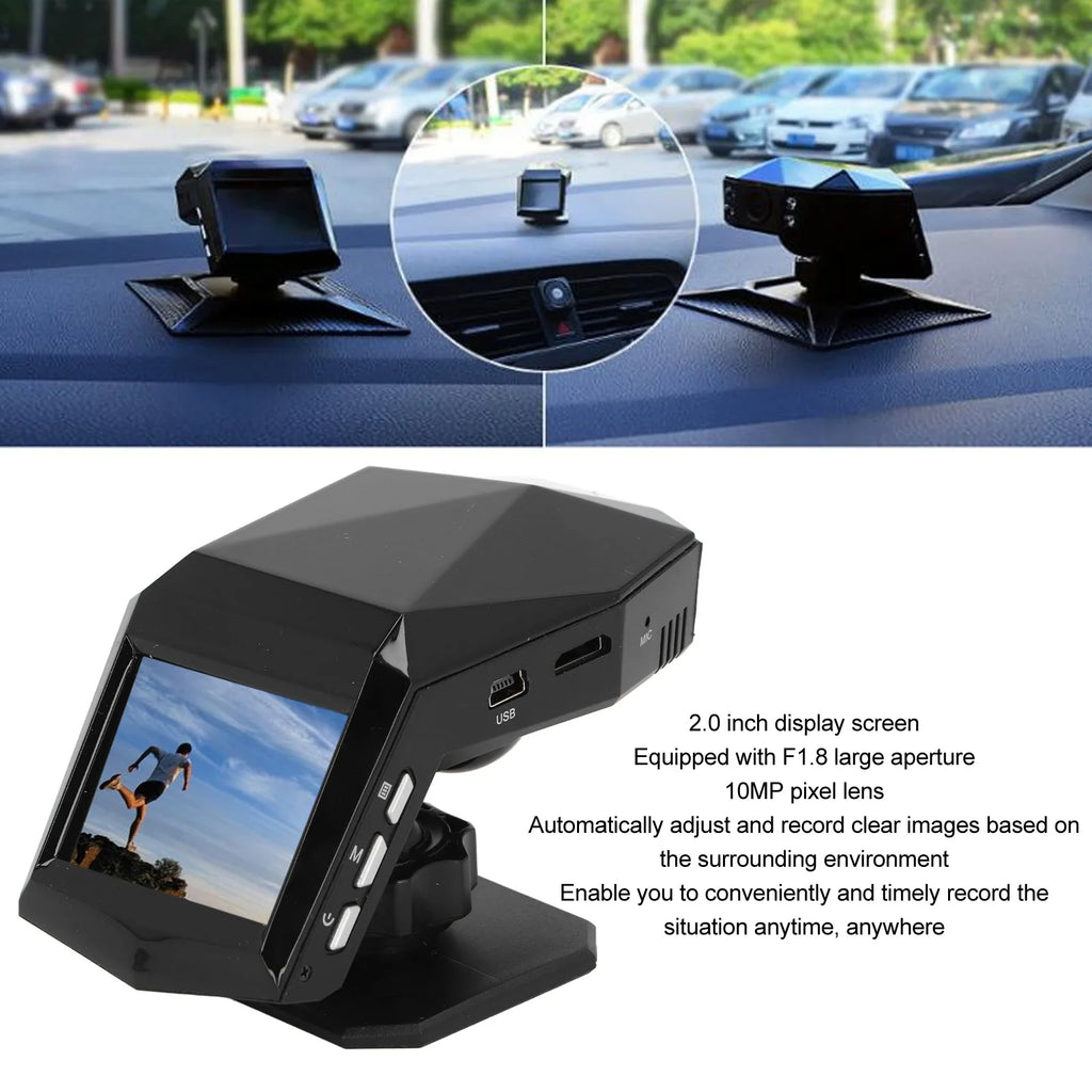 Front and Rear Dash Cam Loop Recording 170 Degree Wide Angle 2.0 Inch Display Screen Dash Cam Front and Rear Camera for Cars