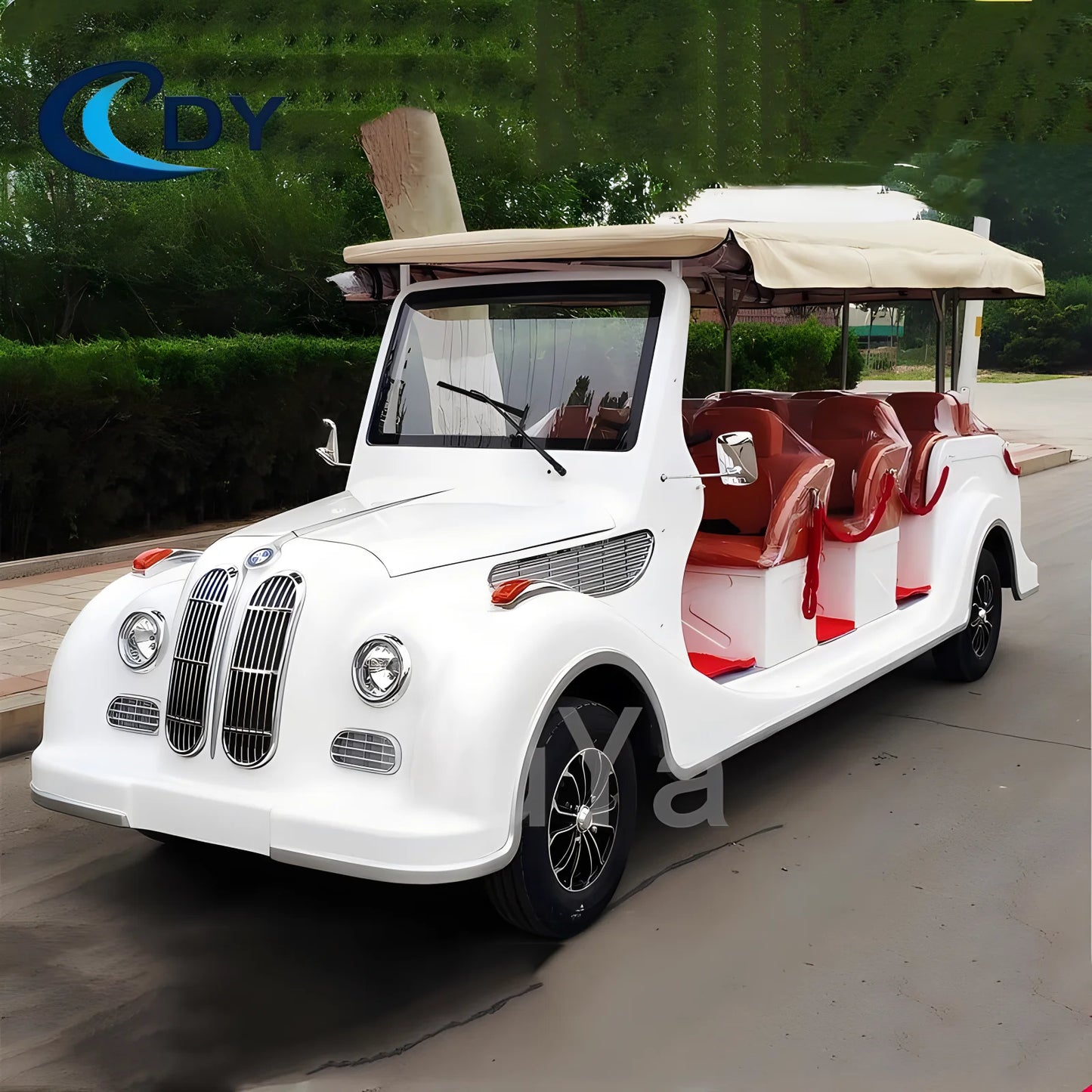 Electric vintage car, 8-seater retro car, sightseeing bus, three row 5+3-seater classic car wholesale