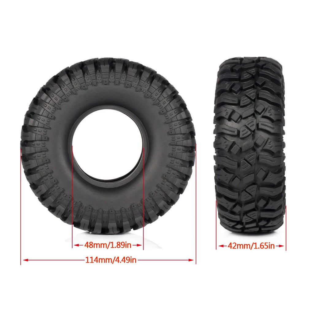 1Set 1.9 Inch Rubber Tyre 114*42mm Wheel Tires for 1/10 RC Car Crawler Axial TRX4 SCX10 90046 D90 TF2 Capra YIKONG LCG Part