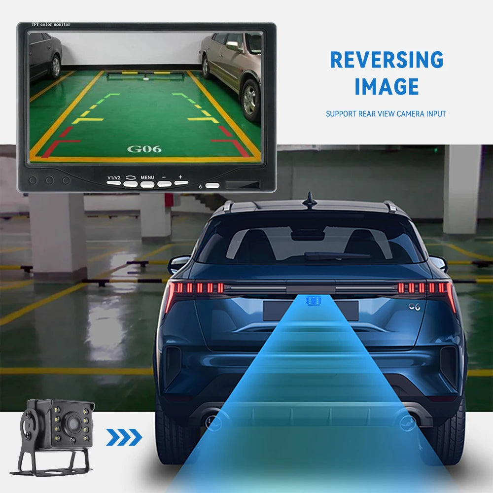 KTYDKP 7 Inch Car Monitor Screen Rear View Camera HD Digital 2 Way Video Input Rearview Image 9V-36V TFT LCD Parking System