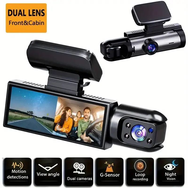 1080P Dual camera Dash Cam for cars,Front And Inside,car camera with IR Night Vision,Loop Recording,wide angle Car DVR Came