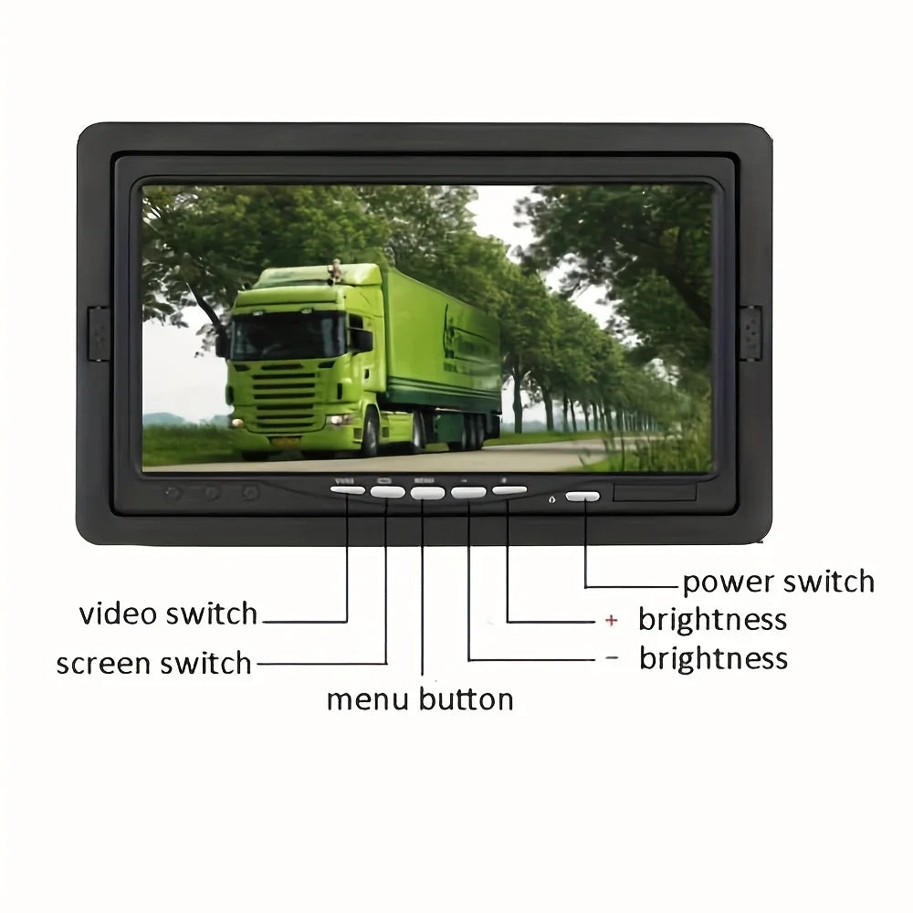 7-Inch TFT LCD Display Monitor for Vehicles, Suitable for Cars,Suvs, Vans, And Trucks, Featuring Two Video Inputs And Compatible