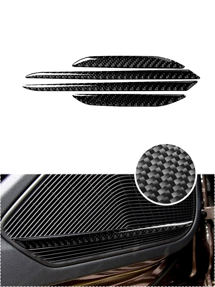 For Audi A4 B9 RS4 S4 2017 2018 2019 Car Interior Decorative Accessories Carbon Fiber Inside Door Speaker Stickers Trim Strip