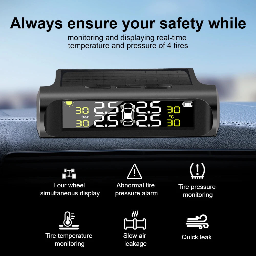Digital LCD Display Auto Security Alarm Systems Tyre Pressure Monitoring System with 4 External Sensors Car TPMS Universal