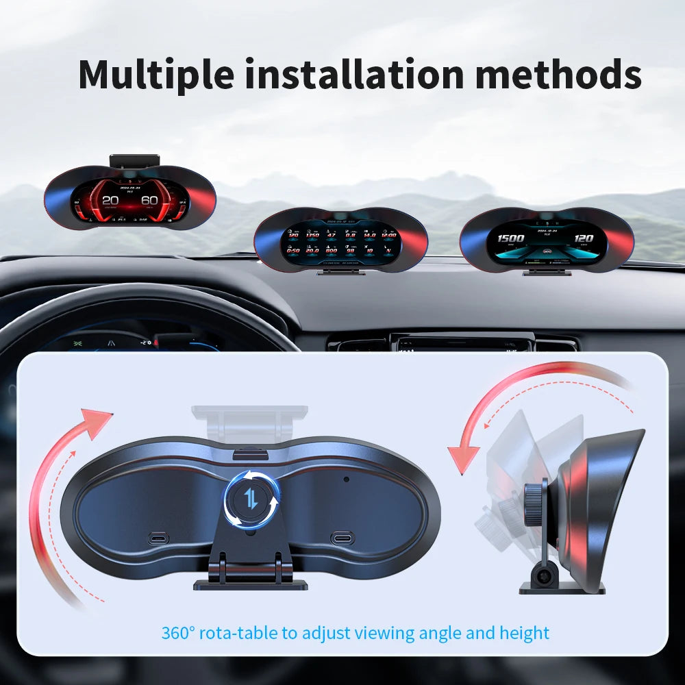 P5 Digital Dashboard OBD+GPS Dual System Head Up Display Fuel consumption Turbo pressure Multi-function Intelligent Car System