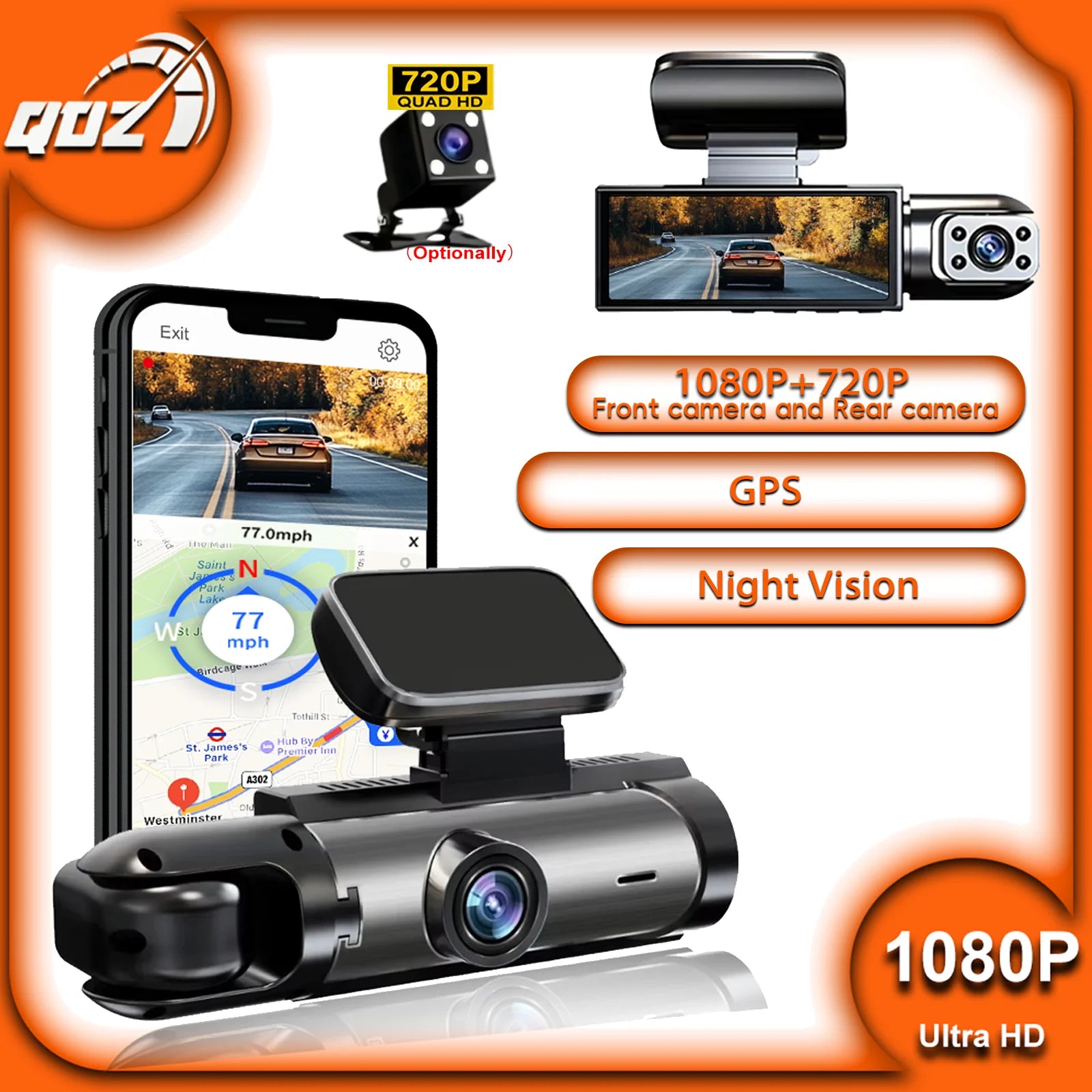 1080P WIFI Dual camera Dash Cam for cars,Front And Inside,car camera with IR Night Vision,Loop Recording,wide angle Car DVR Came