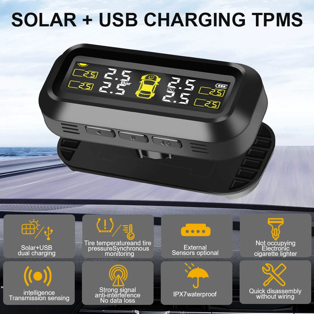 Tire Pressure Monitoring System Car Tyre Pressure Monitor Tyre Pressure Alarm With 4 External Sensors