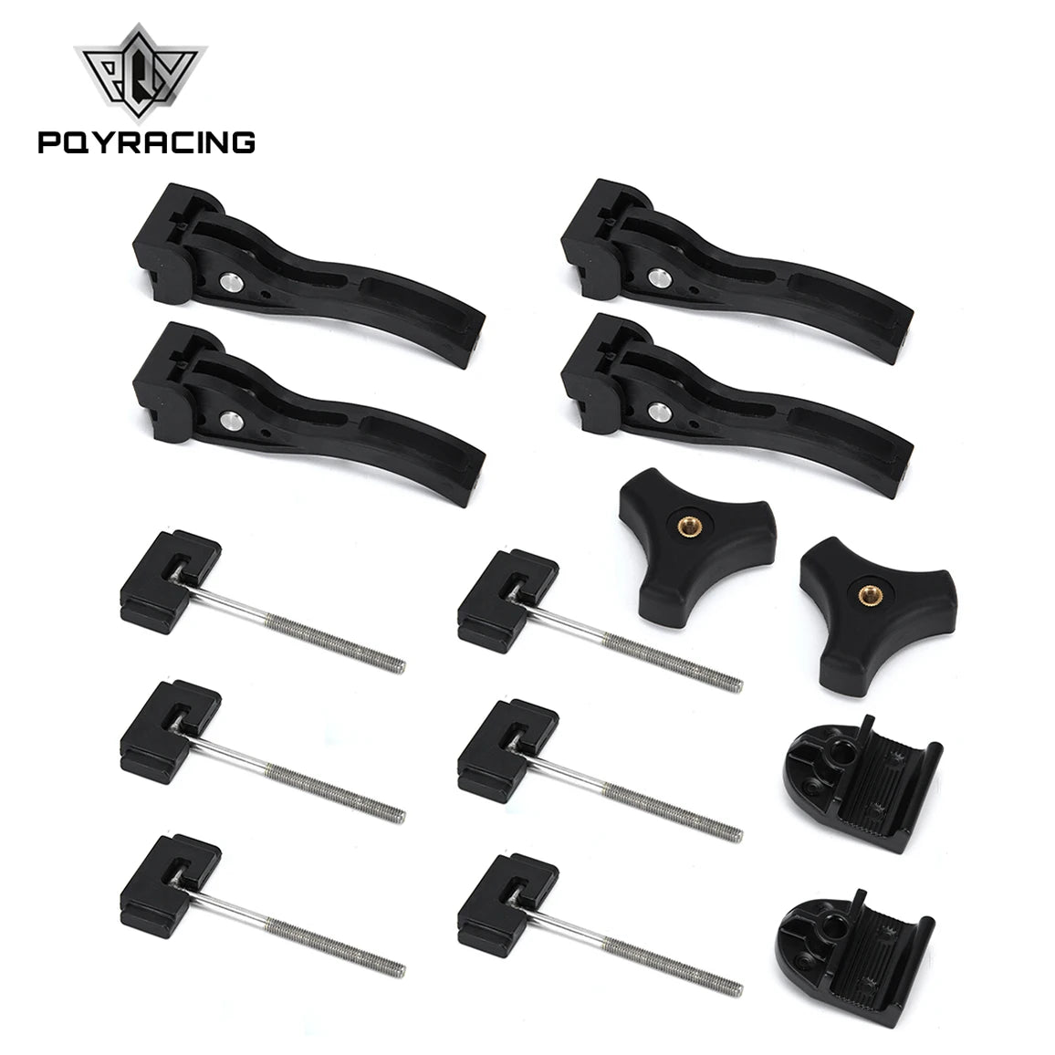 Accesorios universales, piezas de repuesto para caja de camioneta rígida plegable triple, abrazadera delantera y trasera, pernos en T negros.