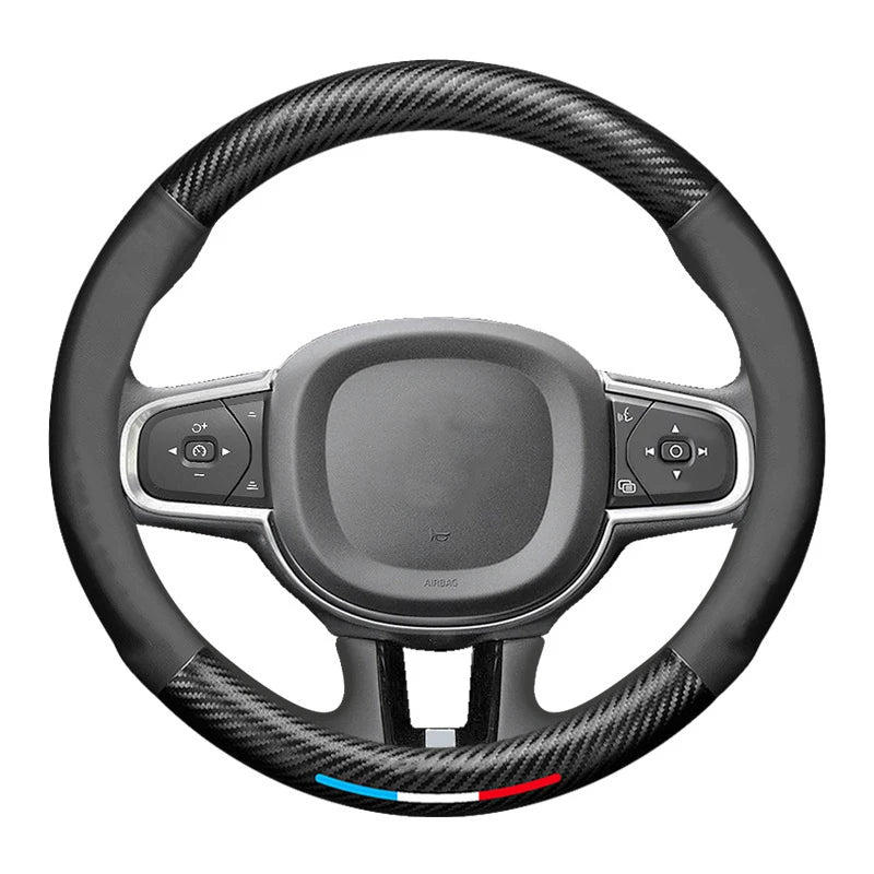 Car Carbon Fiber Leather Steering Wheel Cover For Volvo XC40 XC60 XC70 XC90 S40 S60 S80 S90 V40 V60 V70 V90 C70 Auto Accessories