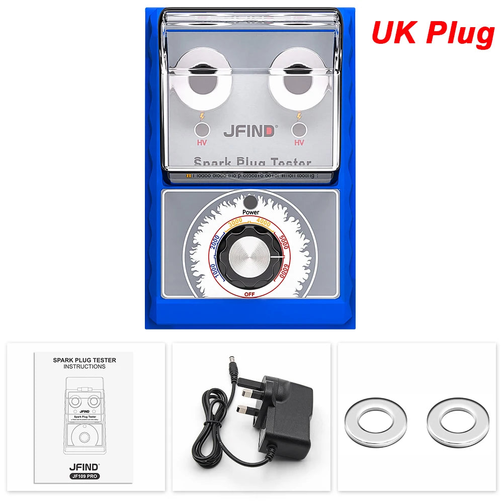 JFIND JF109 Pro - Probador de bujías para coche (100 V, 240 V, con cubierta protectora, doble orificio, 12 V)