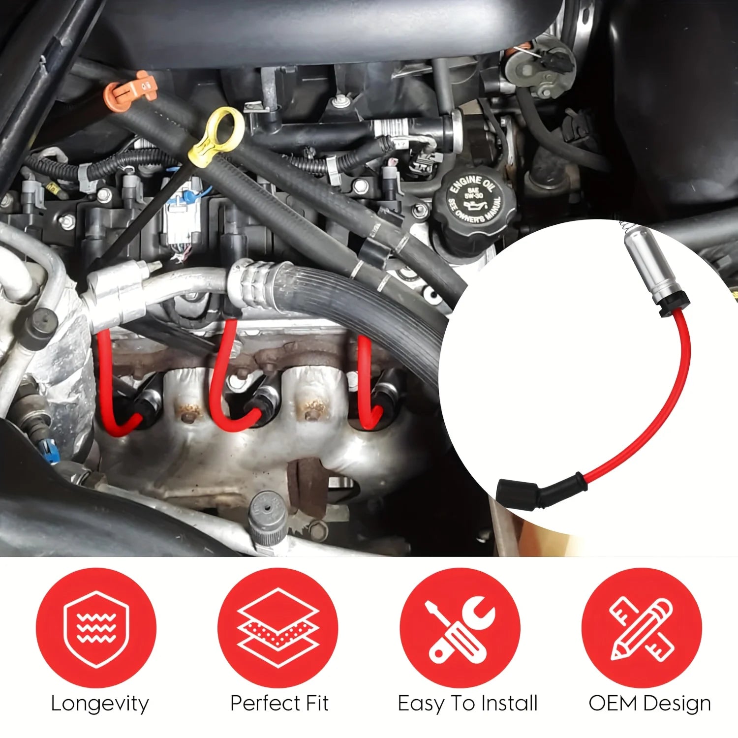 8Pcs High Performance Spark Plug Wires Compatible with Chevrolet Chevy GMC Cadillac Isuzu Express Silverado Suburban Sierra etc