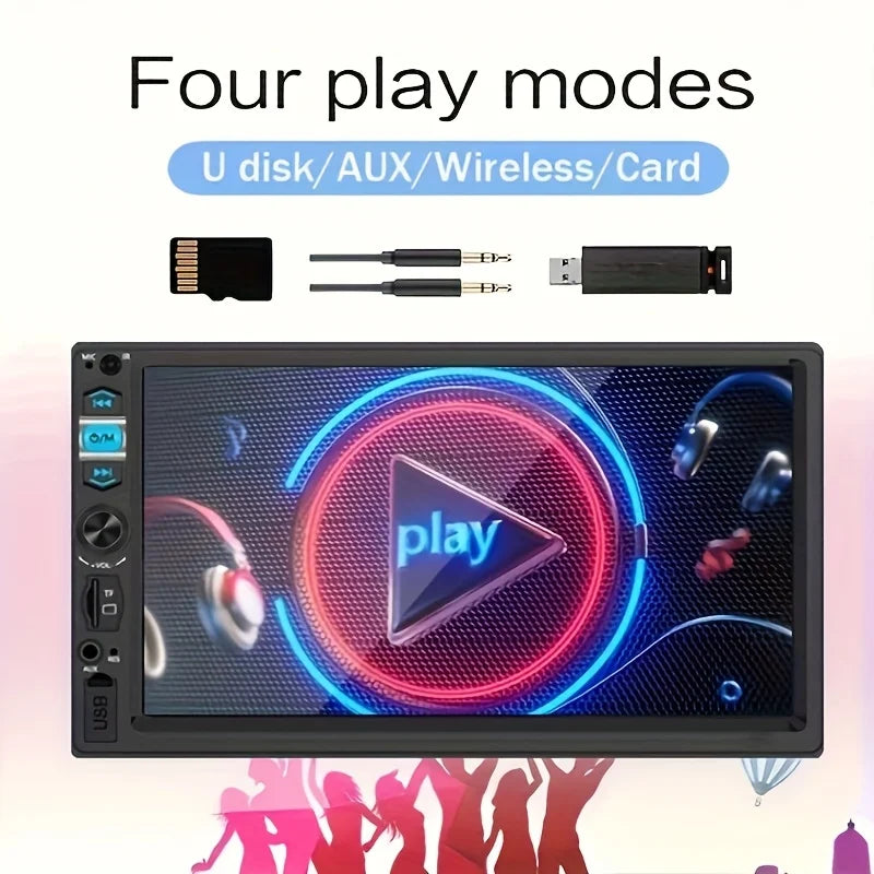 7-Inch HD Touch Screen Double Din Car Video MP5 Player AUX/USB/SD Digital Display, 7 Color Light, Car Radio
