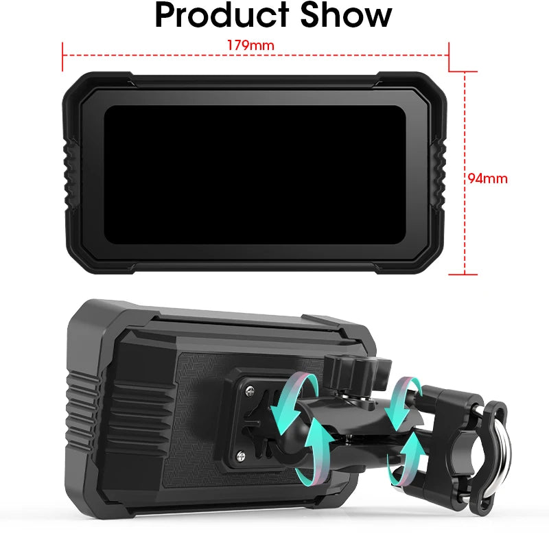 Srnubi 6.25'' Portable Digital Motorcycle Dashboard CarPlay Android Auto GPS for Moto Navigation Display Screen IPX7 Waterproof