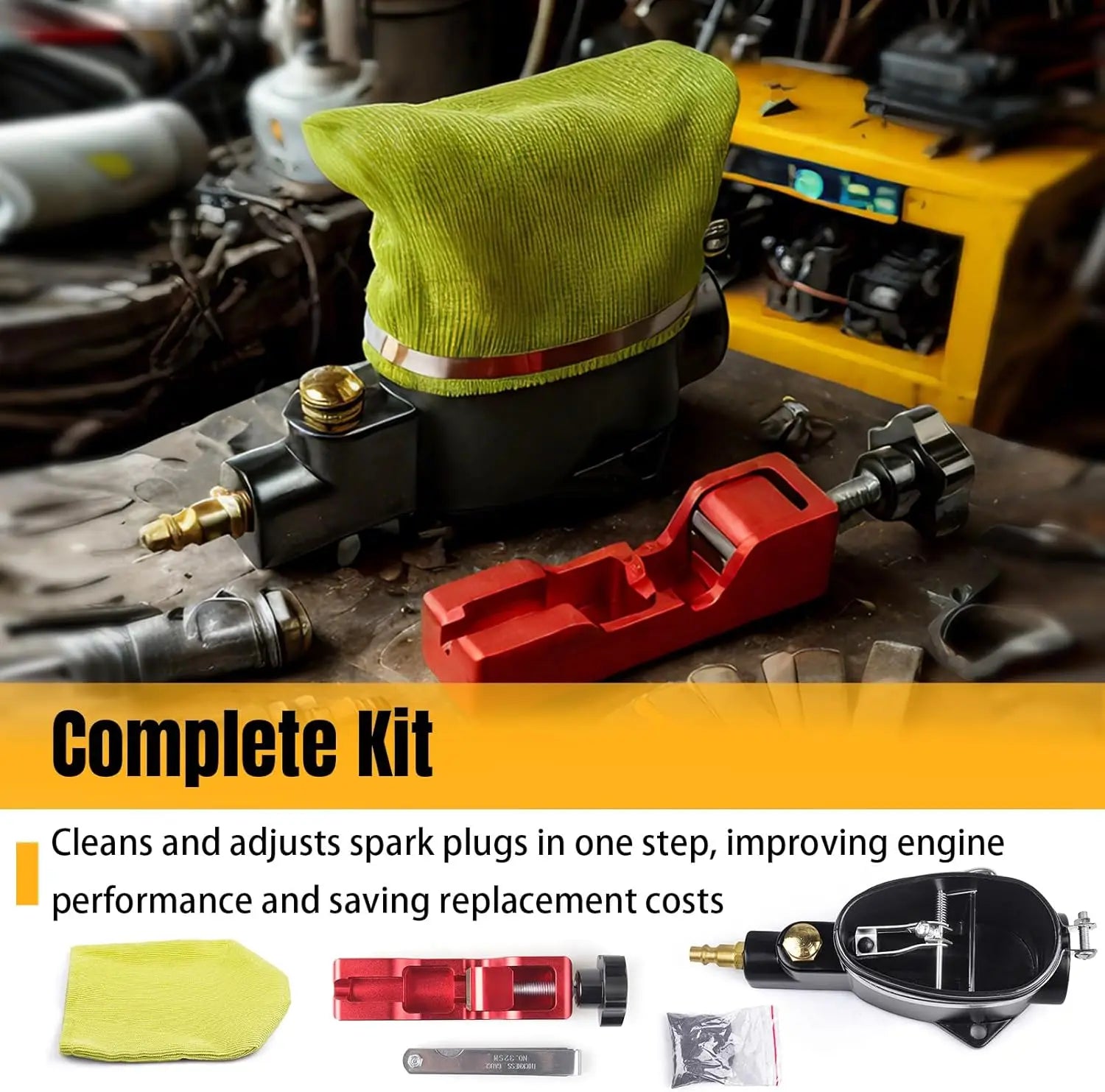 Spark Plug Gap Tool & Pneumatic Spark Plug Cleaner Kit - Air Sandblaster Cleaning Tool for Most 10,12,14, 16mm Spark Plugs