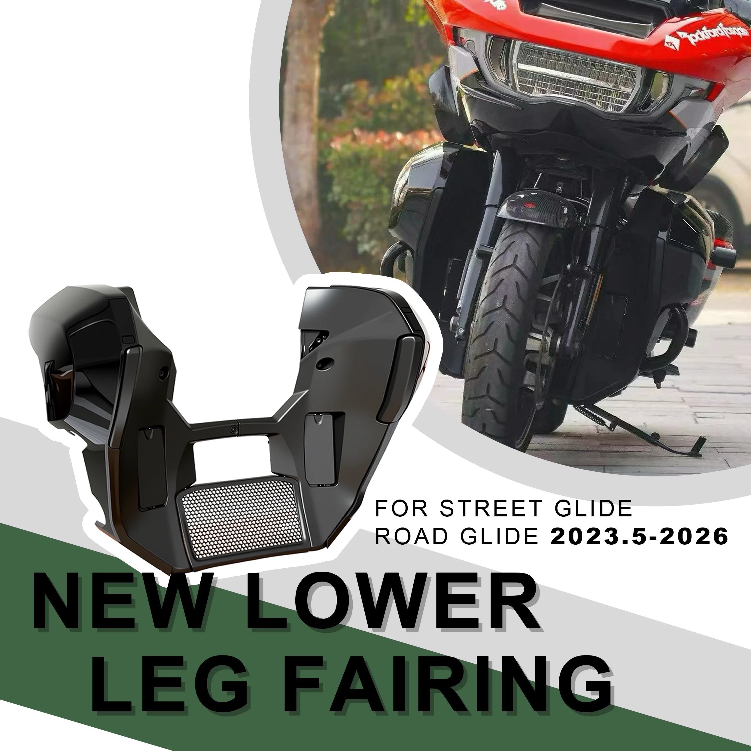 Motorcycle Parts New Lower Leg Fairing Cover Extended Chin Spoiler Set Black for Harley Street Glide Road Glide 2023.5-2026