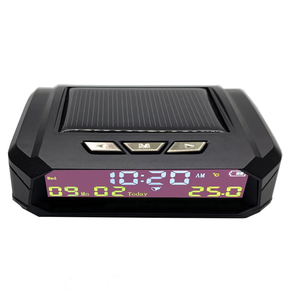 Car Auto Digital Clock Look Solar LCD TPMS with Date In-Car Temperature Display for Outdoor Parts Personal Car Accessories