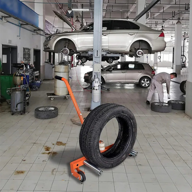 Manual Tire Trolley Small Truck Mover Auto Repair Auxiliary Trolley Tire Fixation Shifter Tire Dismantling and Handling Vehicle
