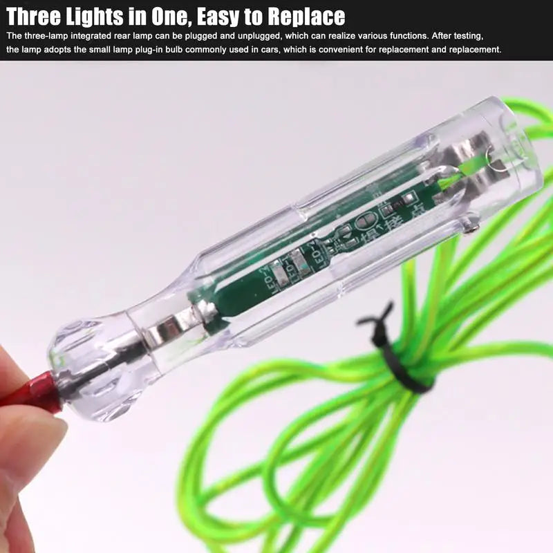 Comprobador de circuitos eléctricos automotrices de 6 V-24 V CC, comprobador de circuitos automotrices, luz de prueba LED, comprobador de fusibles con pinza de cocodrilo y sondas.