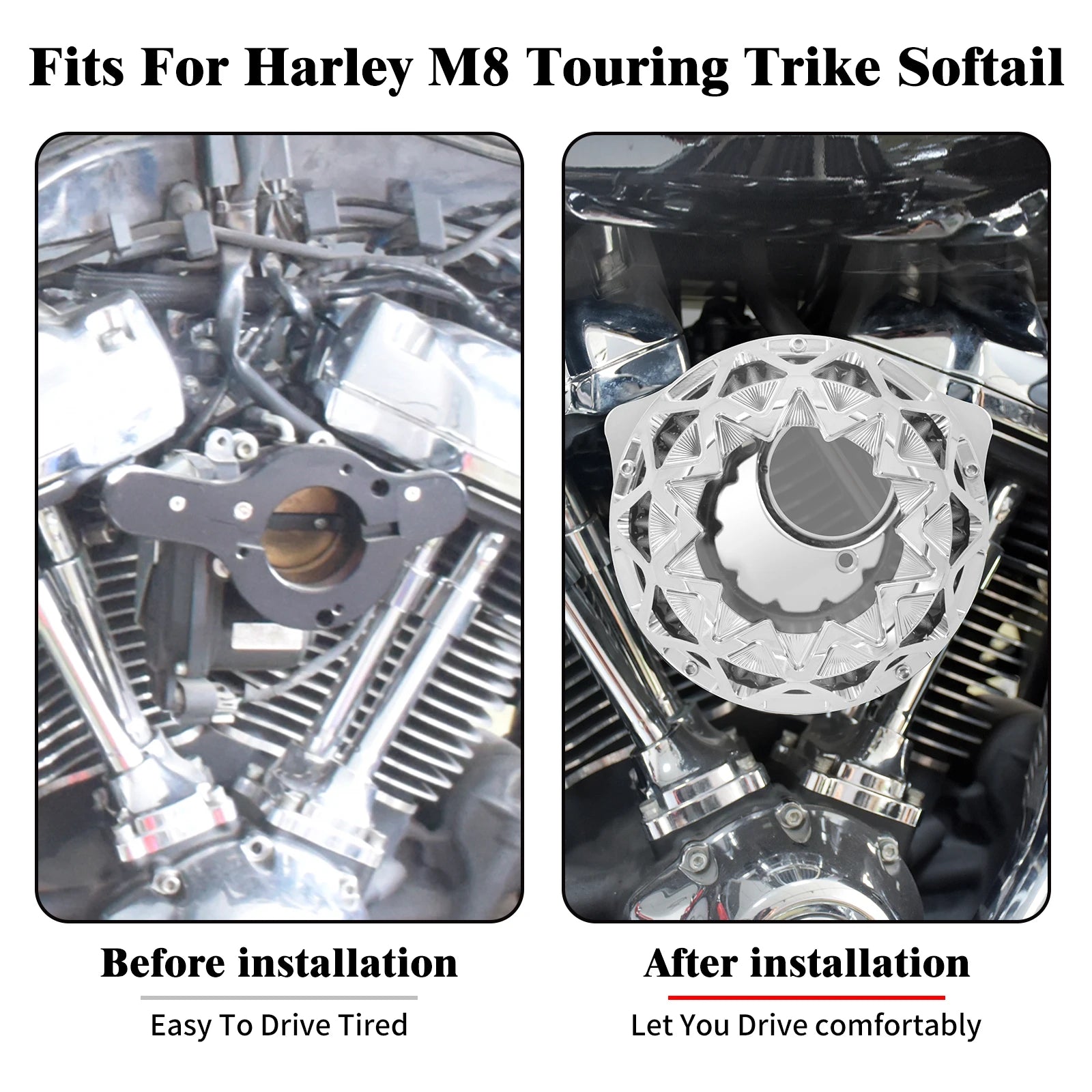 Motorcycle Air Cleaner Intake Filter Chrome For Harley Touring Electra Road Glide Dyna FXDLS Softail FLSTNSE Sportster XL48 883