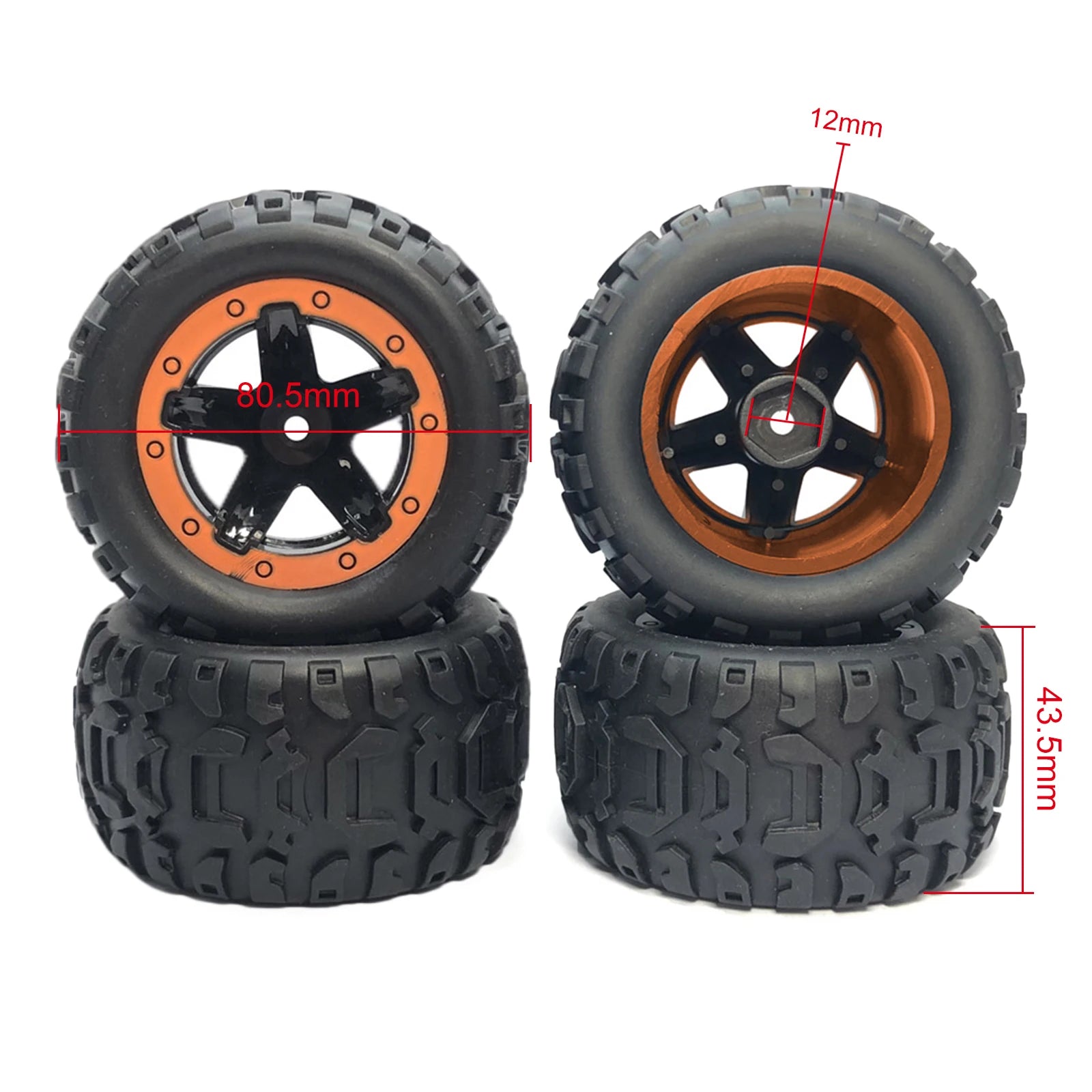 4Pcs Anti Slip Rubber Wheel Tyre Wear-resistant Off-road Vehicle Tires Soft for Smax 1625 1635 Wltoys 144001 124018 HBX 16889