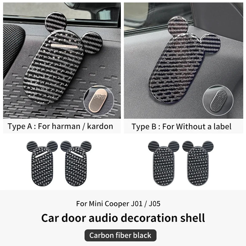 Car Door Audio Decoration Shell For Mini Cooper E/SE J01 EV Aceman J05 2024 2025 ABS Door Speaker Cover Car Interior Accessories