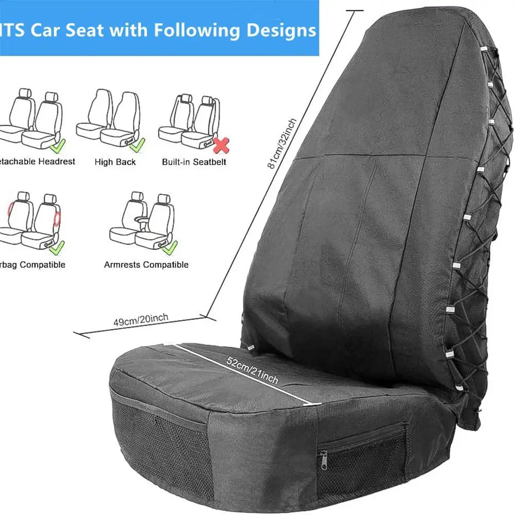 Waterproof Car Seat Cover Oxford Cloth Protector for Car Truck SUV Auto - Durable Seat Protector with Non-Slip Backing