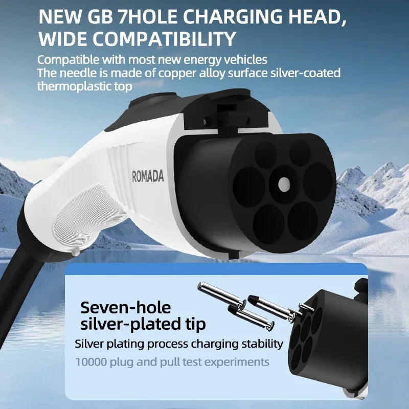 For Electric Vehicle 7KW 32A EV Portable Charger 3M 5M 10M 15M 20M Cable Type2 IEC62196 EVSE CEE Plug Wallbox Adapter