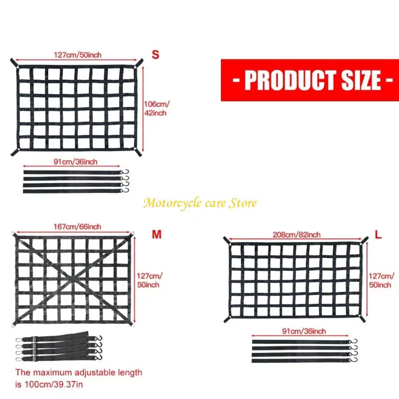 U75F Adjustable Truck Bed Storage Net Reinforced Edges S Hooks For SUVs Pickup Cargo Safety